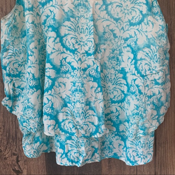 Womens L O’Neill Blue & White Flowy Tiered Tank - Picture 5 of 6